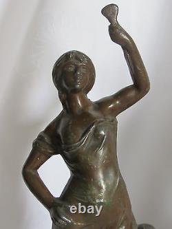 04c1 Paire Statue Régule Femme Art Nouveau Peinture Et Sculpture Signe Guillemin