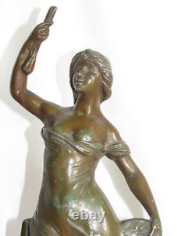 04c1 Paire Statue Régule Femme Art Nouveau Peinture Et Sculpture Signe Guillemin