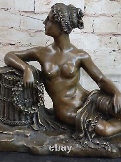 100% Bronze Sculpture Style Art Nouveau Nu Femme Par Canova Doré Masterpiece