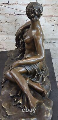 100% Bronze Sculpture Style Art Nouveau Nu Femme Par Canova Doré Masterpiece En