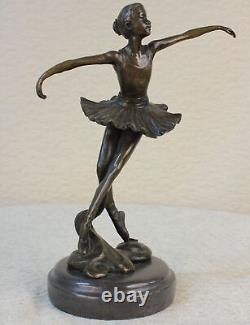 10 Haut Femme Ballerine Ballet Bronze Sculpture Statue Art Nouveau Noir