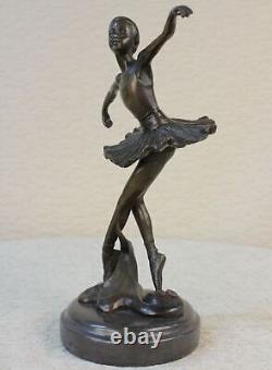 10 Haut Femme Ballerine Ballet Bronze Sculpture Statue Art Nouveau Noir