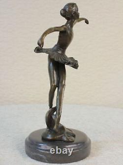 10 Haut Femme Ballerine Ballet Bronze Sculpture Statue Art Nouveau Noir