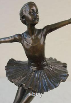 10 Haut Femme Ballerine Ballet Bronze Sculpture Statue Art Nouveau Noir