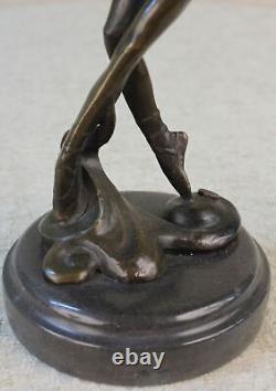 10 Haut Femme Ballerine Ballet Bronze Sculpture Statue Art Nouveau Noir