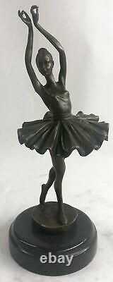 12 Haut Femme Ballerine Ballet Bronze Sculpture Statue Art Nouveau Noir Swan