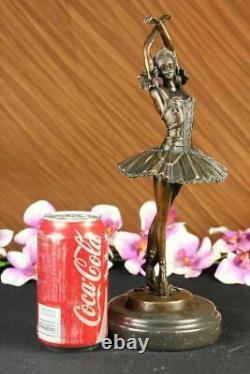 13 Haut Femme Ballerine Ballet Bronze Sculpture Statue Art Nouveau Noir Cygne