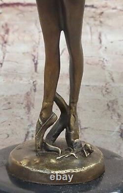 13 Haut Femme Ballerine Ballet Bronze Sculpture Statue Art Nouveau Noir Cygne