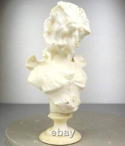 1880/1900 Castelli Sprb Buste Statue Sculpture Albatre Marbre Art Nouveau Femme
