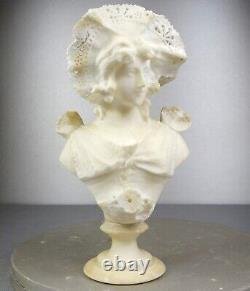 1880/1900 Castelli Sprb Buste Statue Sculpture Albatre Marbre Art Nouveau Femme