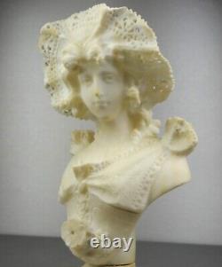1880/1900 Castelli Sprb Buste Statue Sculpture Albatre Marbre Art Nouveau Femme