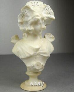 1880/1900 Castelli Sprb Buste Statue Sculpture Albatre Marbre Art Nouveau Femme