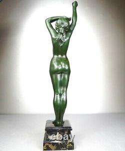 1880/1910 A. Calendi Grnde Statue Sculpture Ep Art Nouveau Deco Bronze Femme Nue