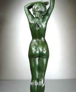 1880/1910 A. Calendi Grnde Statue Sculpture Ep Art Nouveau Deco Bronze Femme Nue