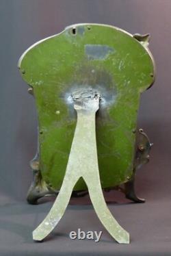 1900 art nouveau très beau miroir à poser 45cm glace cadre étain femme fleur