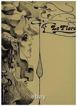 1965 Dessin original Le Moult Le Flore Femme symbolisme Mode Art Nouveau unica