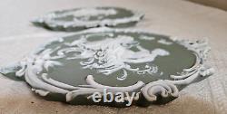 2 Plaques Wedgwood Biscuit Cameé Style Art Nouveau Femme Angelot A L'antique
