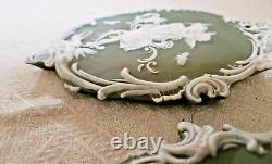 2 Plaques Wedgwood Biscuit Cameé Style Art Nouveau Femme Angelot A L'antique