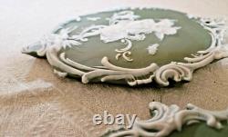 2 Plaques Wedgwood Biscuit Cameé Style Art Nouveau Femme Angelot A L'antique