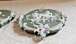 2 Plaques Wedgwood Biscuit Cameé Style Art Nouveau Femme Angelot A L'antique