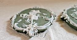 2 Plaques Wedgwood Biscuit Cameé Style Art Nouveau Femme Angelot A L'antique