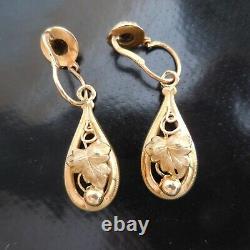 2 boucles oreille or bijoux joaillerie femme Art Nouveau Déco France N4042