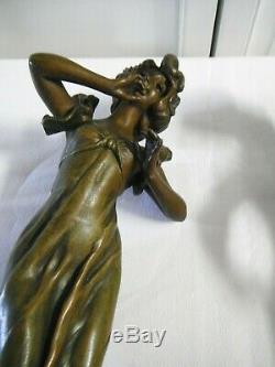 2 superbes statues Femmes art nouveau bronze regule Désire Grisard né en 1872