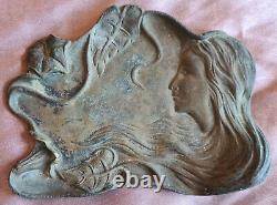 3 vide-poches art nouveau laiton Femme & volubilis Femme nue Enfant & fleur