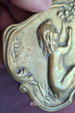 3 vide-poches art nouveau laiton Femme & volubilis Femme nue Enfant & fleur