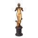 9934121-ds Bronze Sculpture Art Nouveau Femme Coloré Sur Base De Pierre H158cm