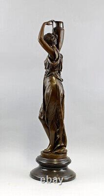 9934502-ds Sculpture en Bronze Femme Comme EA Après Transporteur H75cm