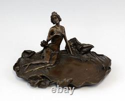 9937416-dss Bronze-Plastique Milo Art Nouveau Neuf Elfin A L Femme Plupart Étang