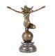 9973393-dssp Bronze Sculpture Femme Sur Globe Terrestre Art Nouveau Érotique