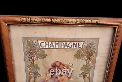 ANCIENNE AFFICHE CHAMPAGNE Vve DEVAUX EPERNAY FEMME ART NOUVEAU NO MUCHA EP. 1900