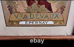 ANCIENNE AFFICHE CHAMPAGNE Vve DEVAUX EPERNAY FEMME ART NOUVEAU NO MUCHA EP. 1900