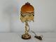 Ancienne Lampe En Bronze Forme De Femme époque Art Nouveau Avec Pâte De Verre