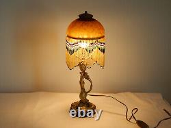 ANCIENNE LAMPE en BRONZE Forme de FEMME époque ART NOUVEAU avec Pâte de VERRE