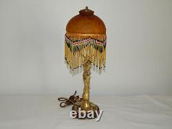 ANCIENNE LAMPE en BRONZE Forme de FEMME époque ART NOUVEAU avec Pâte de VERRE