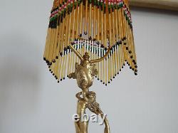 ANCIENNE LAMPE en BRONZE Forme de FEMME époque ART NOUVEAU avec Pâte de VERRE