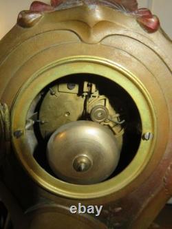 ANCIENNE PENDULE regule GARNITURE DE CHEMINEE DLG Mucha art nouveau femme fleur