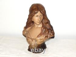 ANCIEN BUSTE en TERRE CUITE Art Nouveau Goldscheider Jeune FEMME Signée GORY