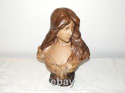 ANCIEN BUSTE en TERRE CUITE Art Nouveau Goldscheider Jeune FEMME Signée GORY