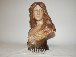ANCIEN BUSTE en TERRE CUITE Art Nouveau Goldscheider Jeune FEMME Signée GORY