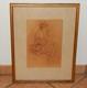 Ancien Dessin Original Sanguine Craie Art Nouveau Jeune Femme Signé Jules Cheret