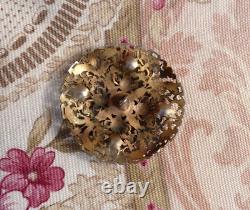 ANCIEN GROS BOUTON ART-NOUVEAU décor floral ajouré et émaillé fin XIXe
