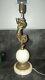 Art Nouveau Lampe Bronze Décor De Femme Faune Sirène Poisson Socle Marbre Onyx