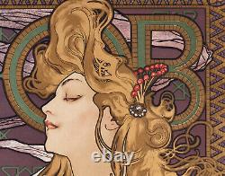 Affiche Art Nouveau Originale, Mucha, Job, Papier Cigarette, Femme, Beauté, 1896