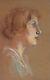 Albert Besnard Dessin Pastel Portrait Femme Rousse Profil Art Nouveau Tableau