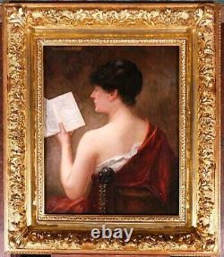 Albert-Jules Edouard Tableau portrait femme impressionnisme Art Nouveau livre