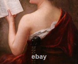 Albert-Jules Edouard Tableau portrait femme impressionnisme Art Nouveau livre